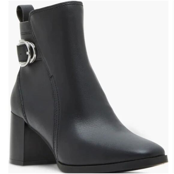 Blondo Gemma Leather Boots 11 Black NWT Buckle Heel Zip Ankle Booties Waterproof - Picture 1 of 7